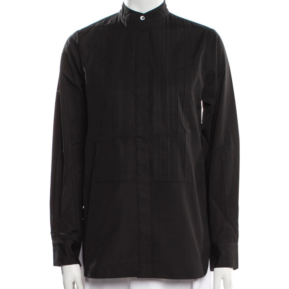 Officine Generale Black Mandarine Banded Collar Shirt Sz M